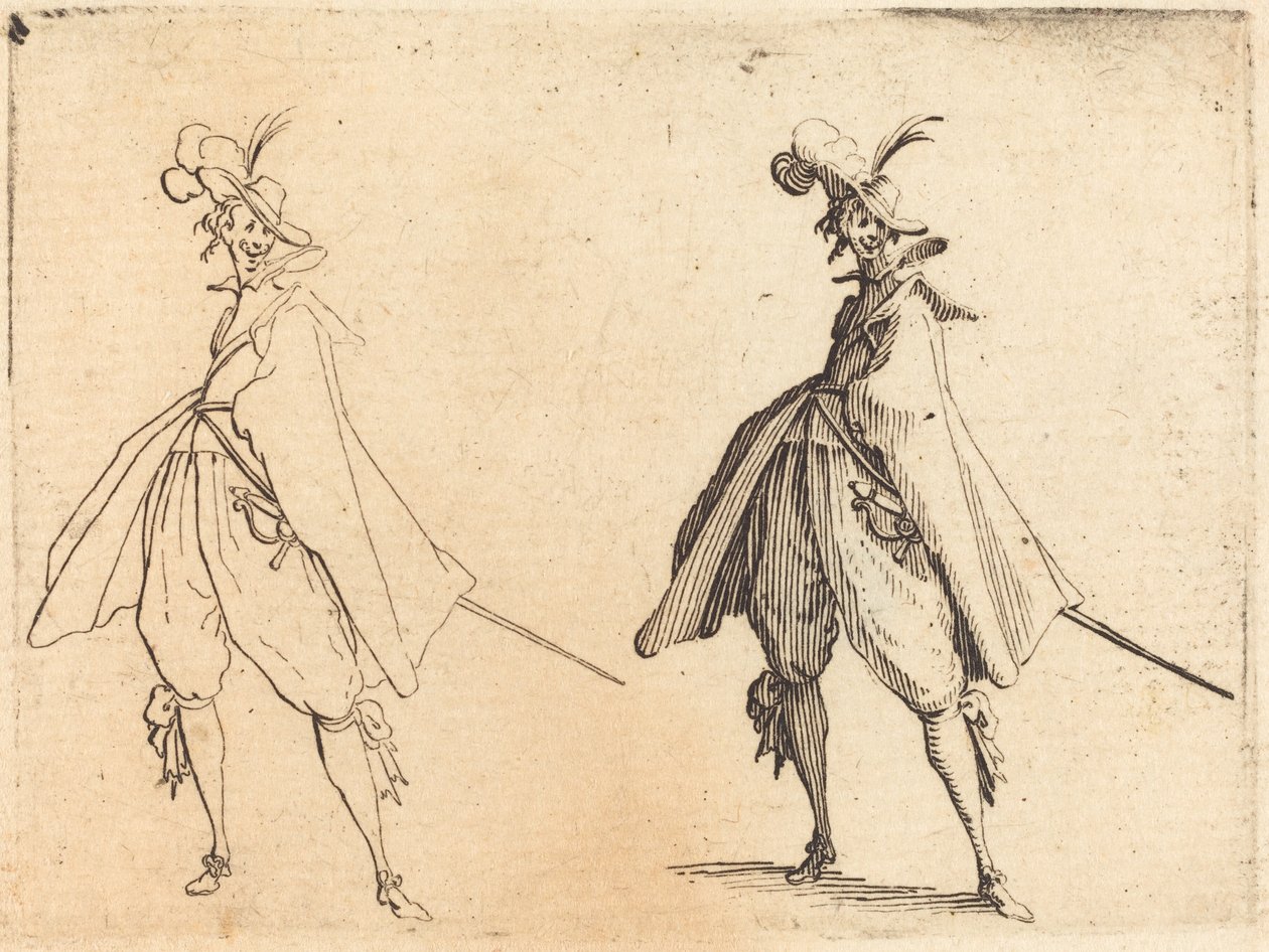Pan w dużym płaszczu, widok z przodu autorstwa Jacques Callot