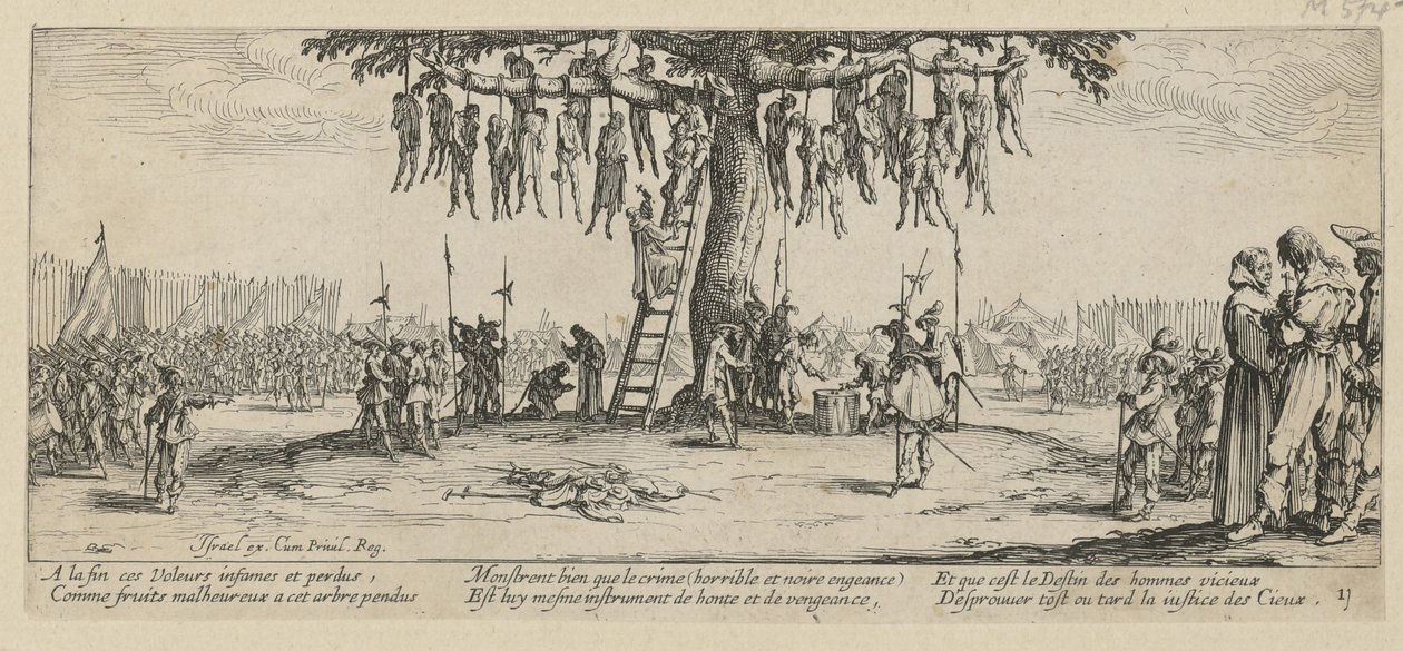 Wystawa, arkusz 11 z cyklu „Szarość wojny” autorstwa Jacques Callot