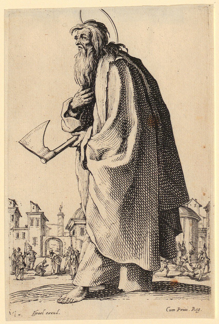 Święty Bartłomiej, arkusz 12 z cyklu „Jezus, dwunastu apostołów i Maria” autorstwa Jacques Callot