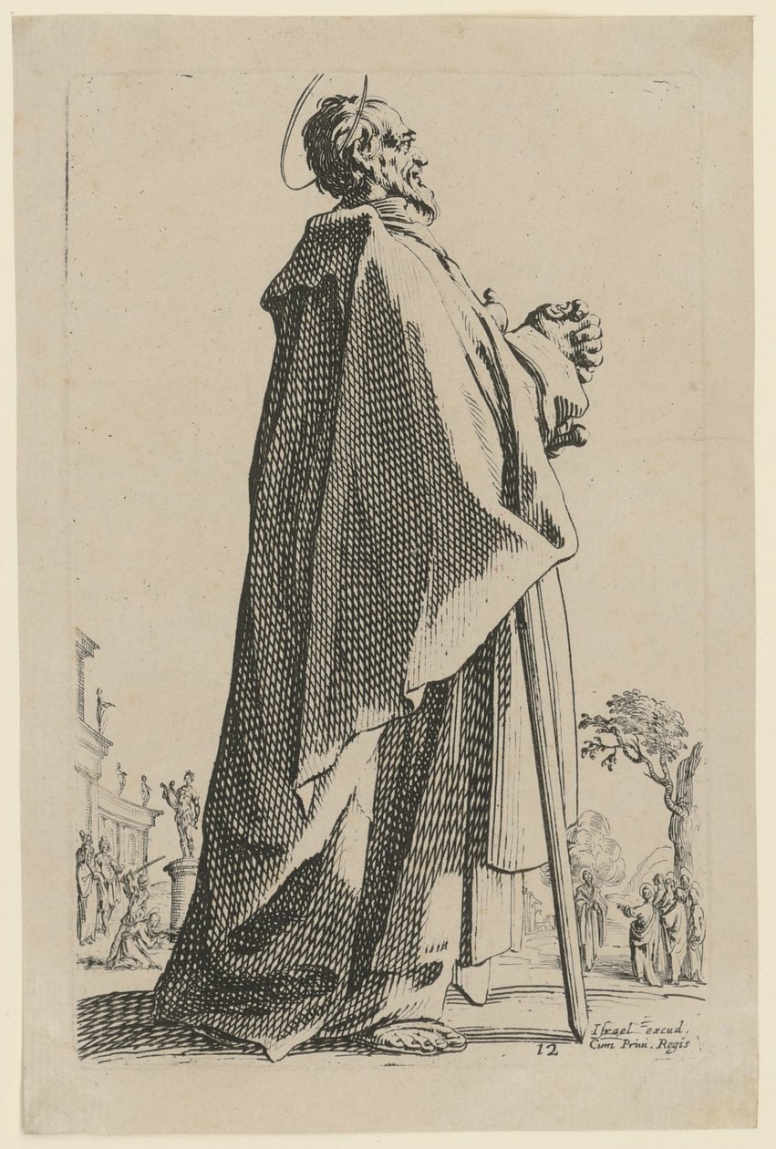 Święty Mateusz, arkusz 15 z cyklu „Jezus, dwunastu apostołów i Maria” autorstwa Jacques Callot