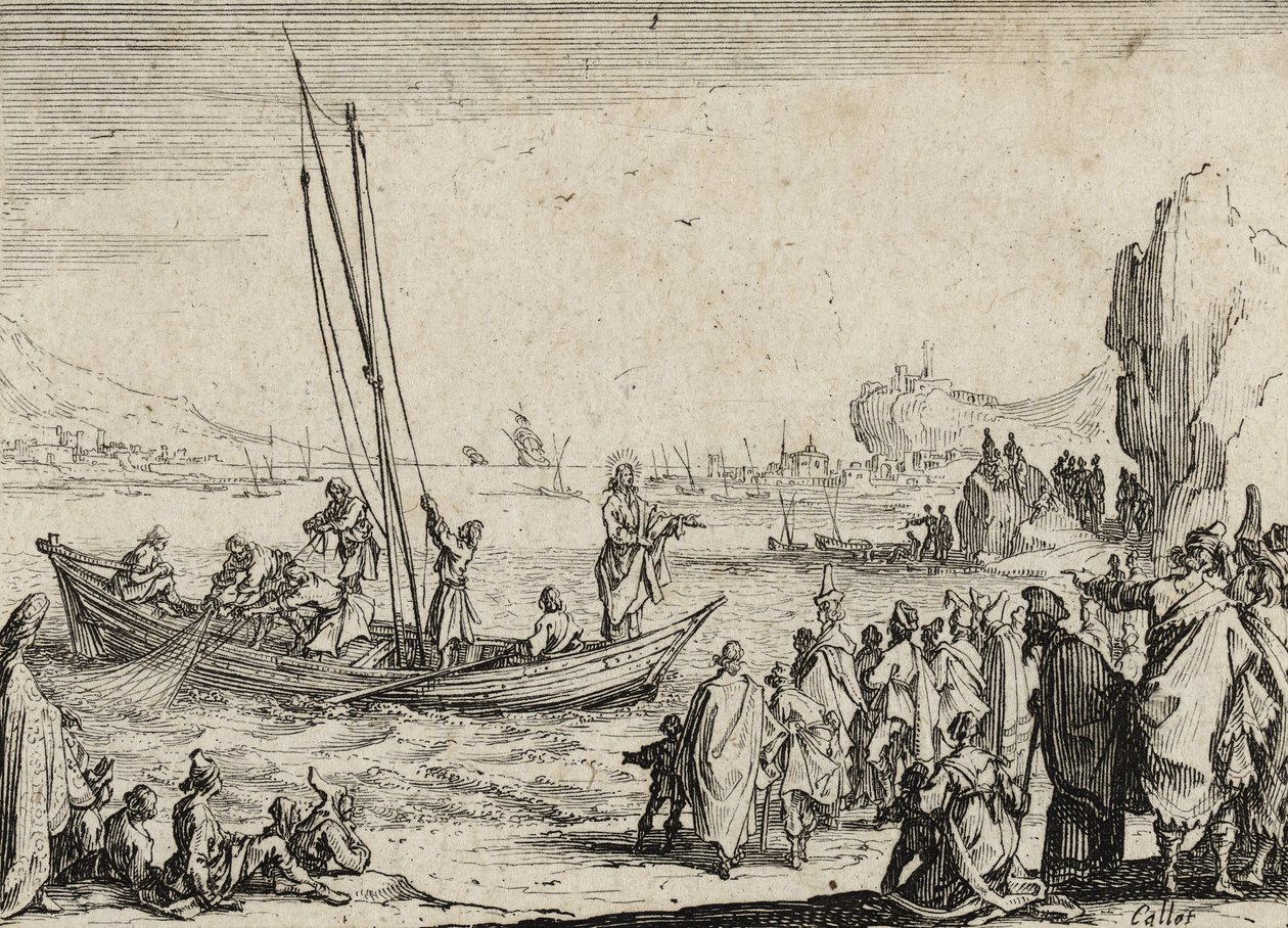 Jezus nauczający nad morzem, 1635 autorstwa Jacques Callot