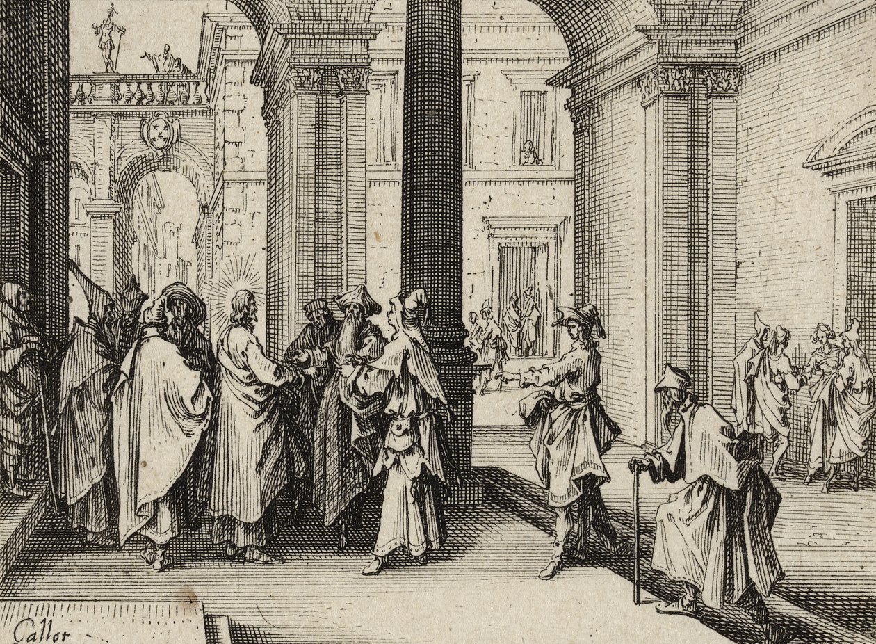 Jezus i doktorzy prawa, 1635 autorstwa Jacques Callot