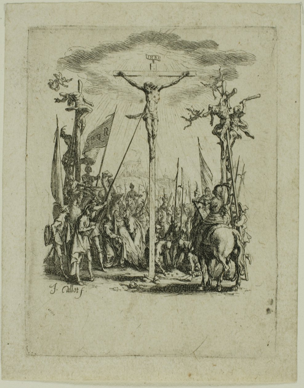 Jezus jest przebity włócznią, z Małej Pasji autorstwa Jacques Callot
