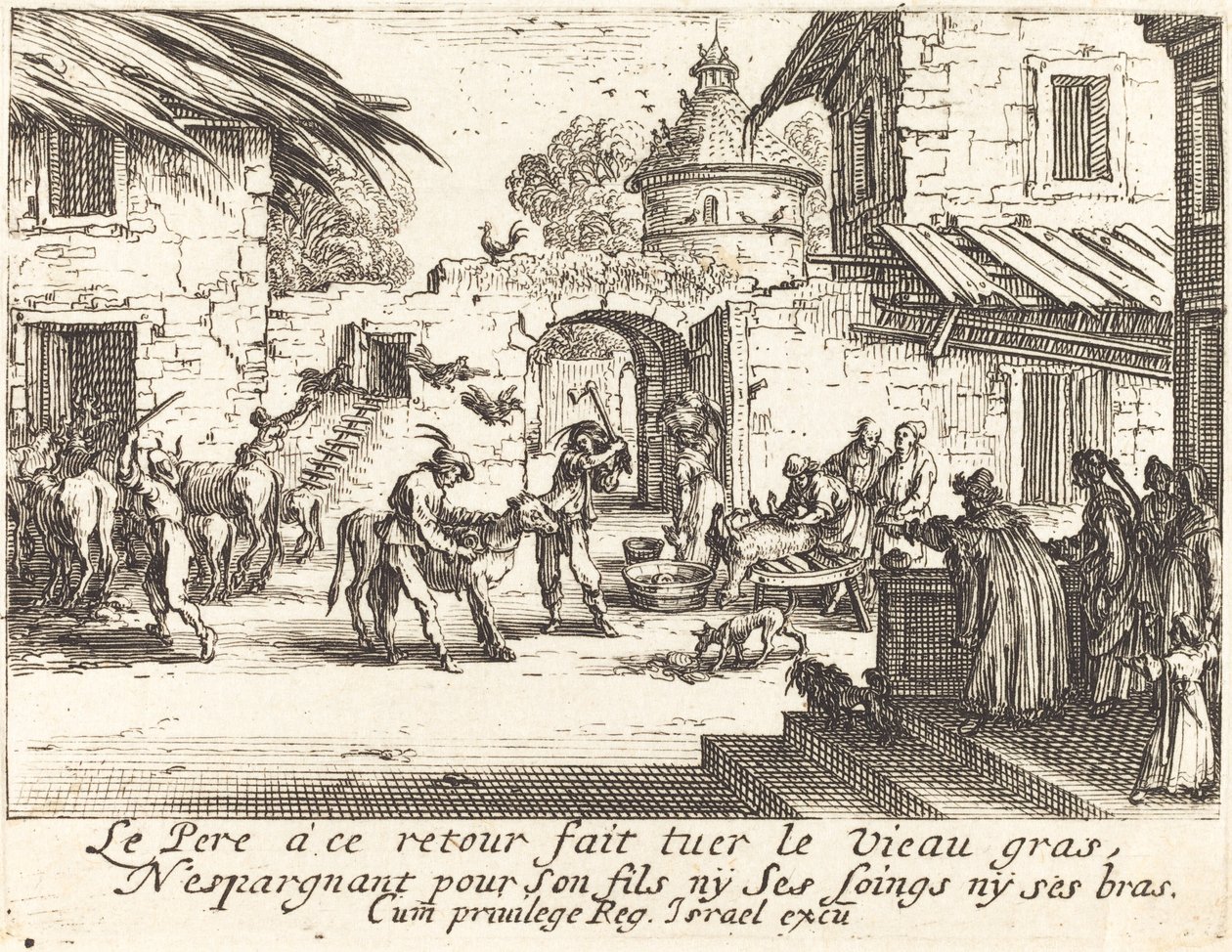 Zabicie utuczonego cielęcia autorstwa Jacques Callot