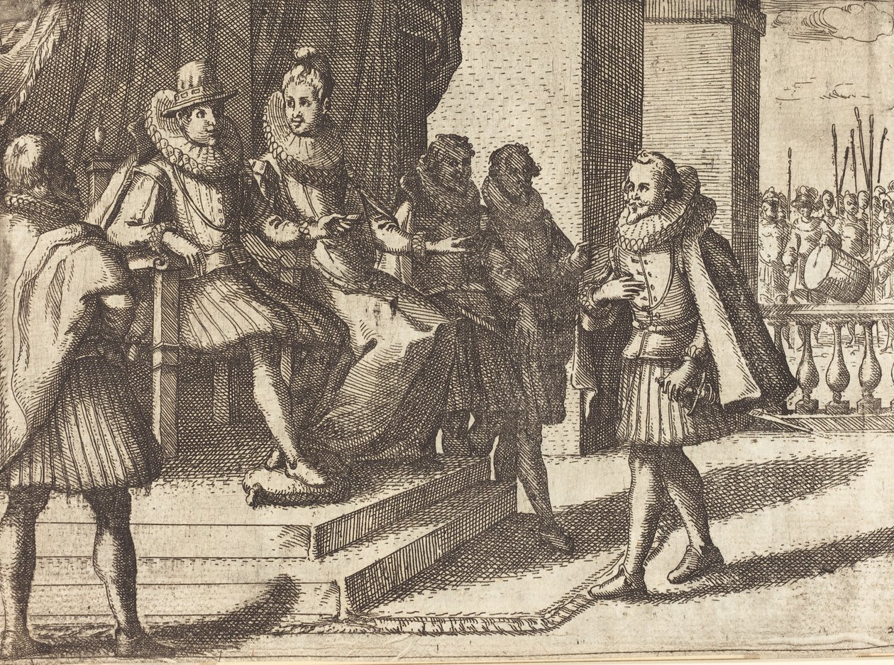 Król i królowa w naradzie w sprawie Turków [recto], 1612. autorstwa Jacques Callot