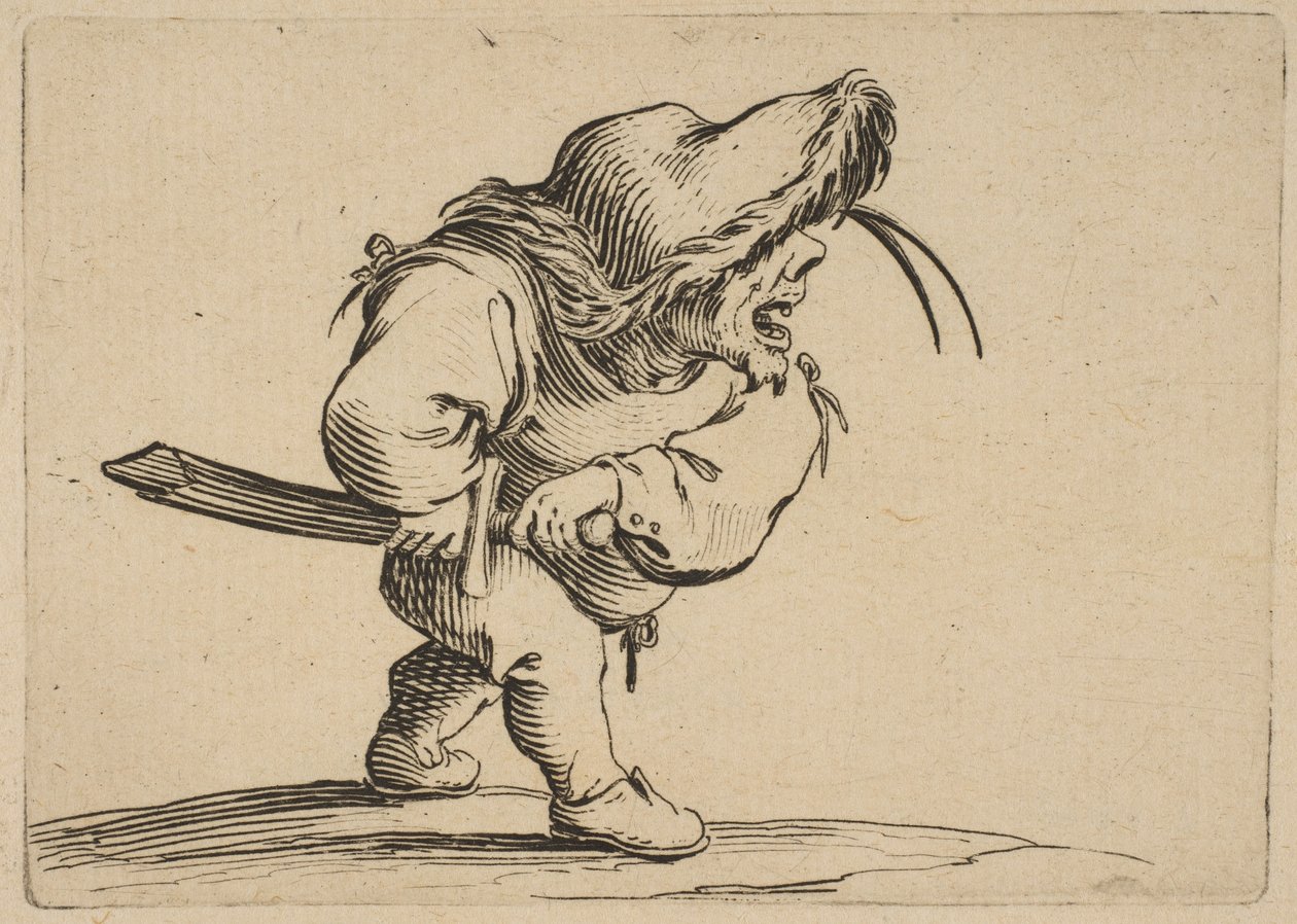 LHomme SApprêtant, syn Tirera, Saber Man przygotowujący się do dobycia miecza, z Varie Fig..., 1616-22. autorstwa Jacques Callot