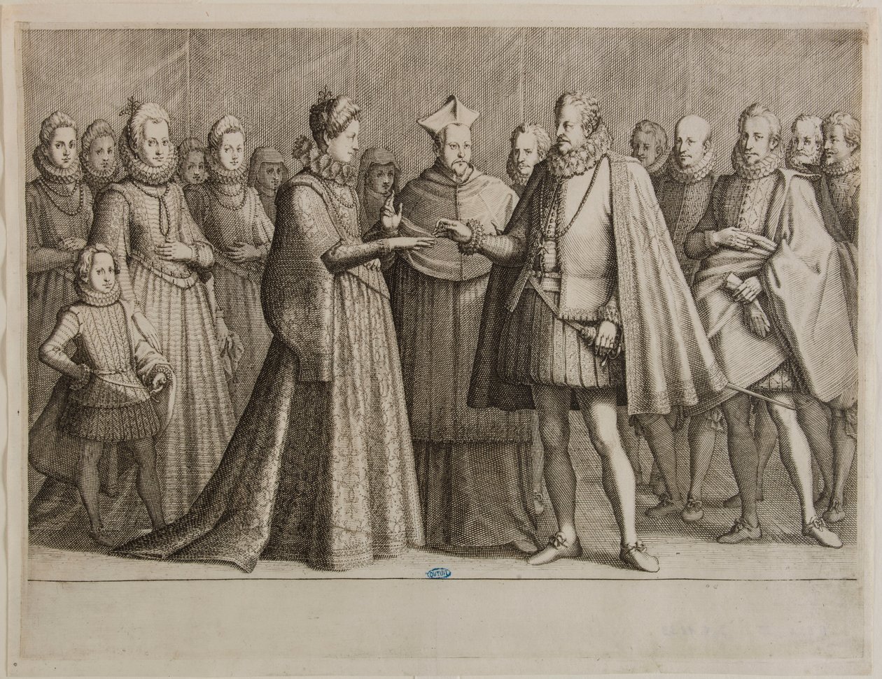 Życie Ferdynanda I de’ Medici, Ślub Ferdynanda I. Pierwszy numer z serii składającej się z 16 ukończonych utworów i 2 utworów dodatkowych (Lieure 147, Meaume 534) autorstwa Jacques Callot