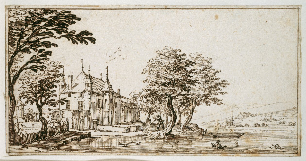 La Vieille Malgrange (pióro i brązowy tusz na papierze) autorstwa Jacques Callot
