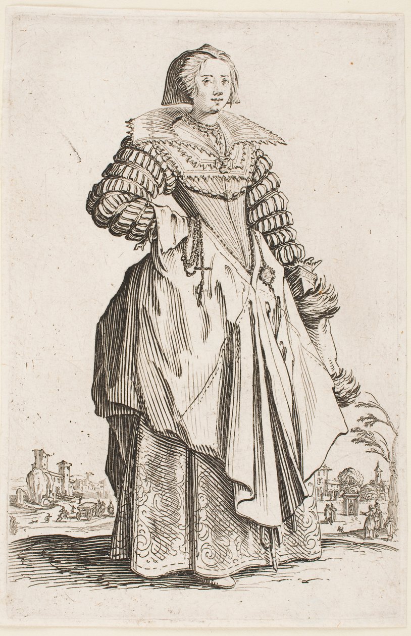 Dama w szerokim kołnierzu, z cyklu „Szlachta Lotaryngii” autorstwa Jacques Callot