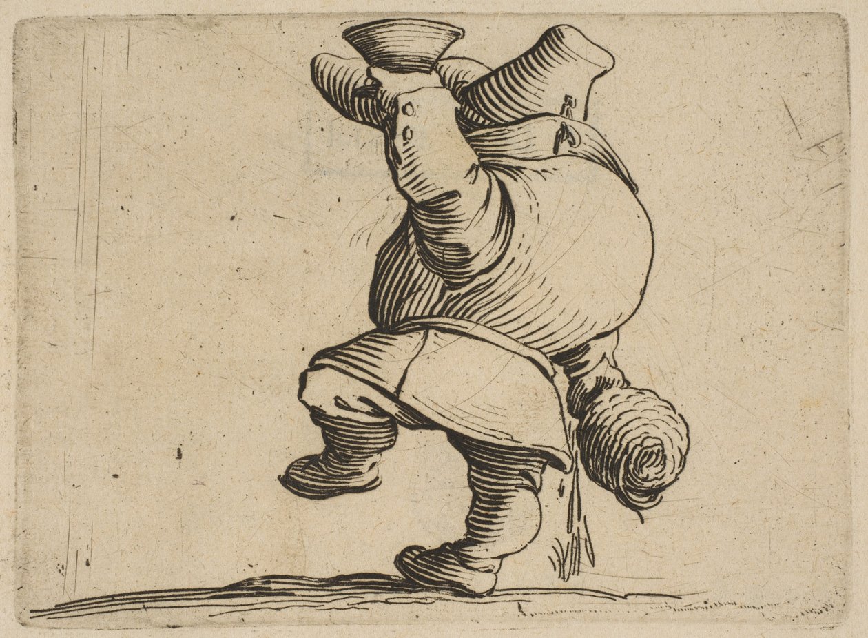 Le Buveur Vu de Dos Pijący widziany z tyłu, z Varie Figure Gobbi, suite appe..., 1616-22. autorstwa Jacques Callot