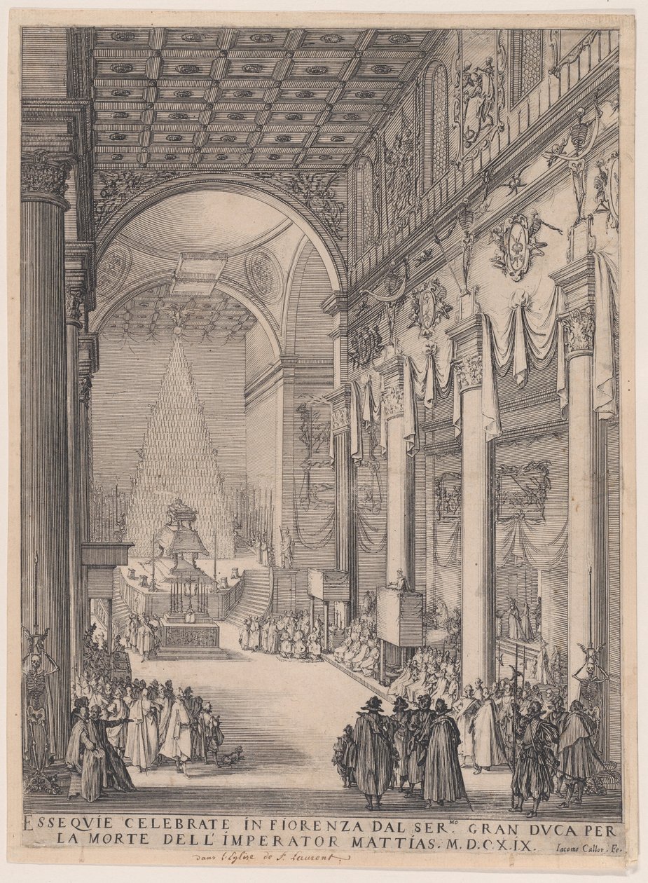 Katafalk cesarza Macieja, zwany także Małym kaznodzieją, Kaplicą pogrzebową we Florencji i Requiem cesarza Macieja autorstwa Jacques Callot