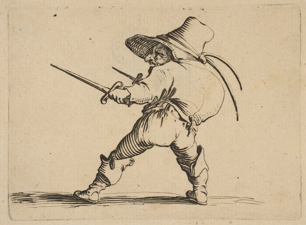 Pojedynek z mieczem i Daggarem, z Varie..., 1616-22. autorstwa Jacques Callot