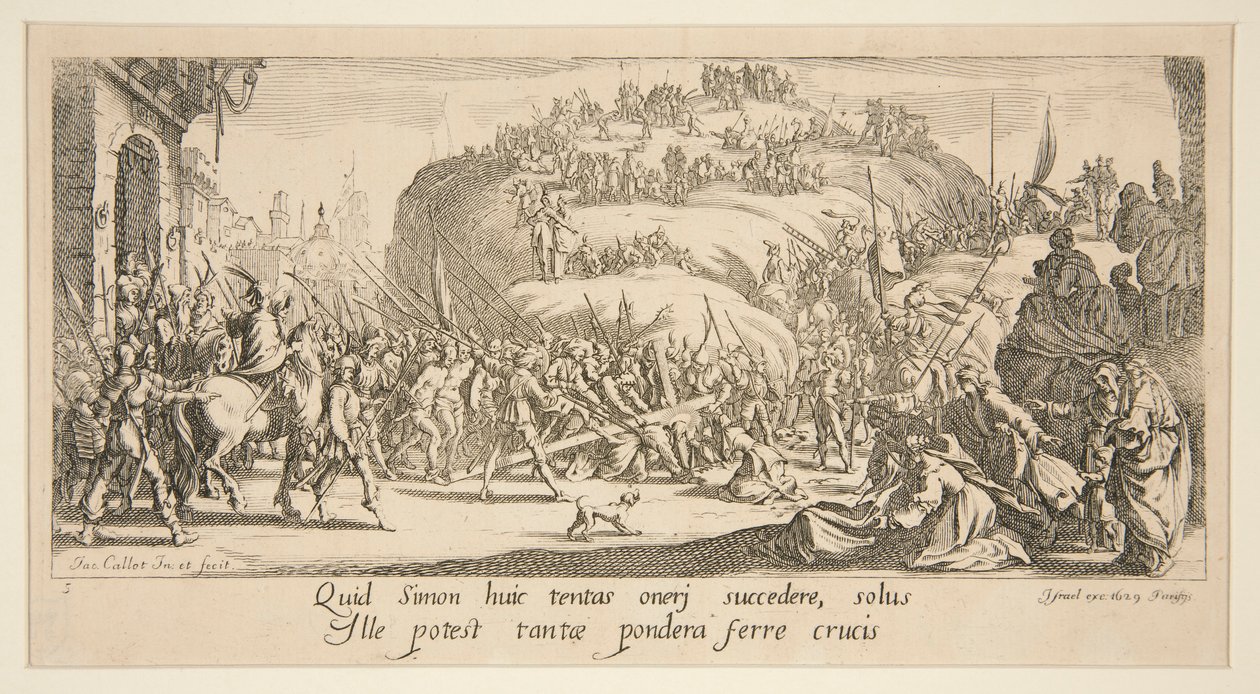 Niesienie krzyża, z Wielkiej Męki autorstwa Jacques Callot