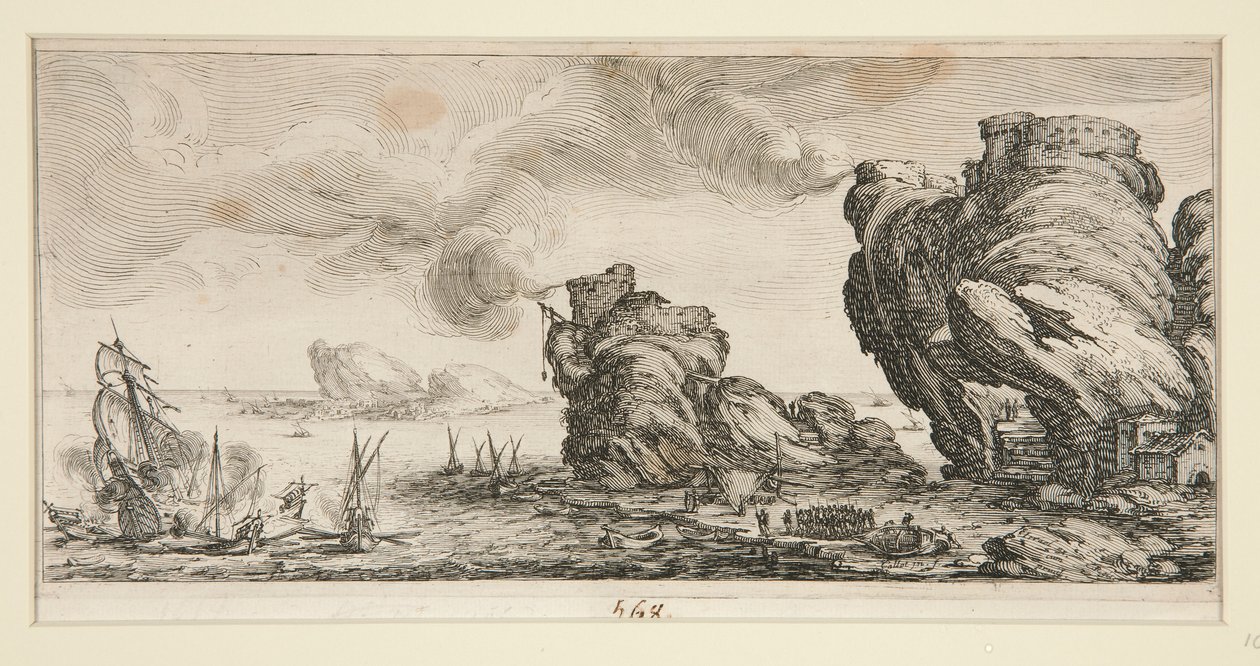 Le combat naval (bitwa morska), z Krajobrazów dla Giovanniego de Medici autorstwa Jacques Callot
