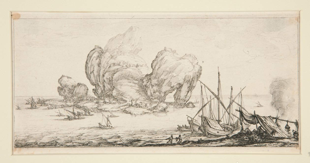 Le grand rocher (Wielka Skała), z Pejzaży dla Giovanniego de Medici autorstwa Jacques Callot