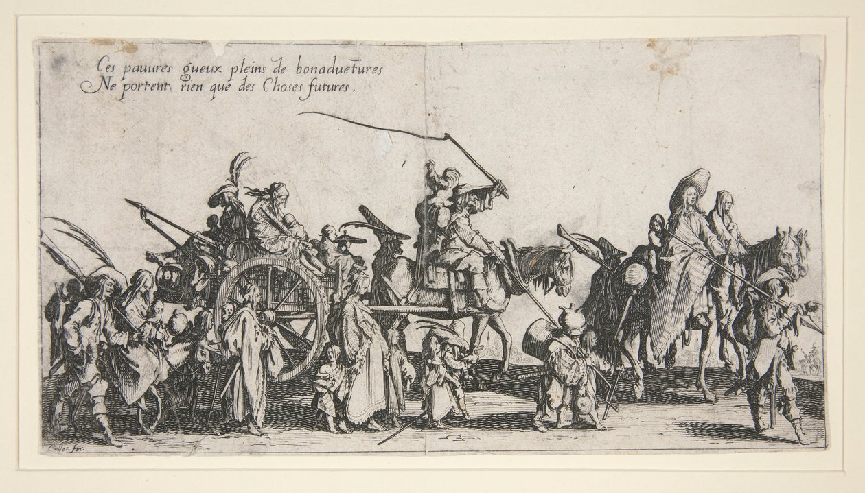 Cyganie w marszu; I autorstwa Jacques Callot