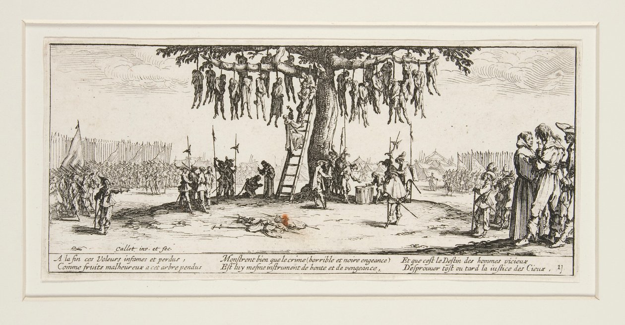 Wielkie nieszczęścia wojenne: N. 11 - Powieszenie autorstwa Jacques Callot