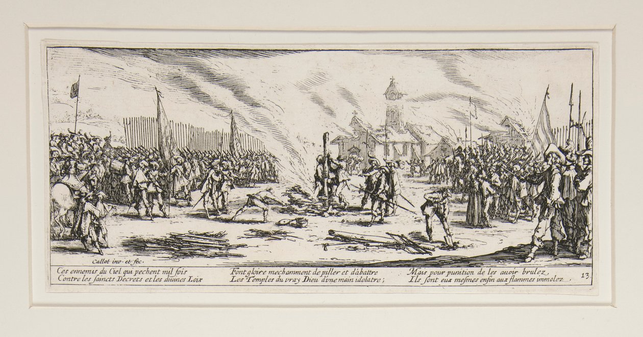 Wielkie nieszczęścia wojny: nr 13 - Stos autorstwa Jacques Callot
