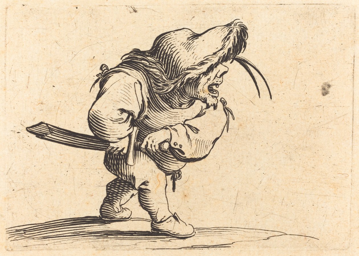 Człowiek przygotowujący się do dobycia miecza autorstwa Jacques Callot