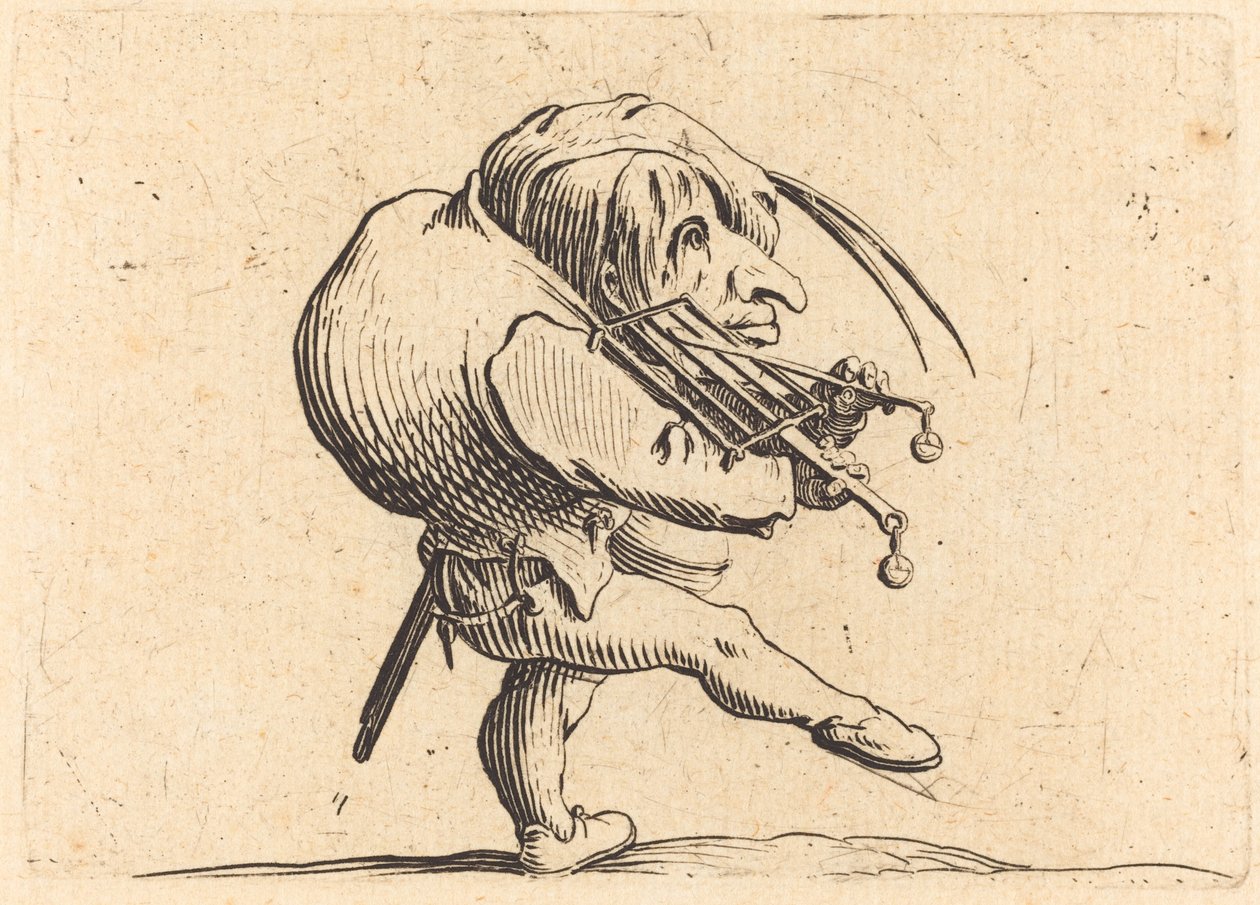 Człowiek skrobanie grilla 1622. autorstwa Jacques Callot
