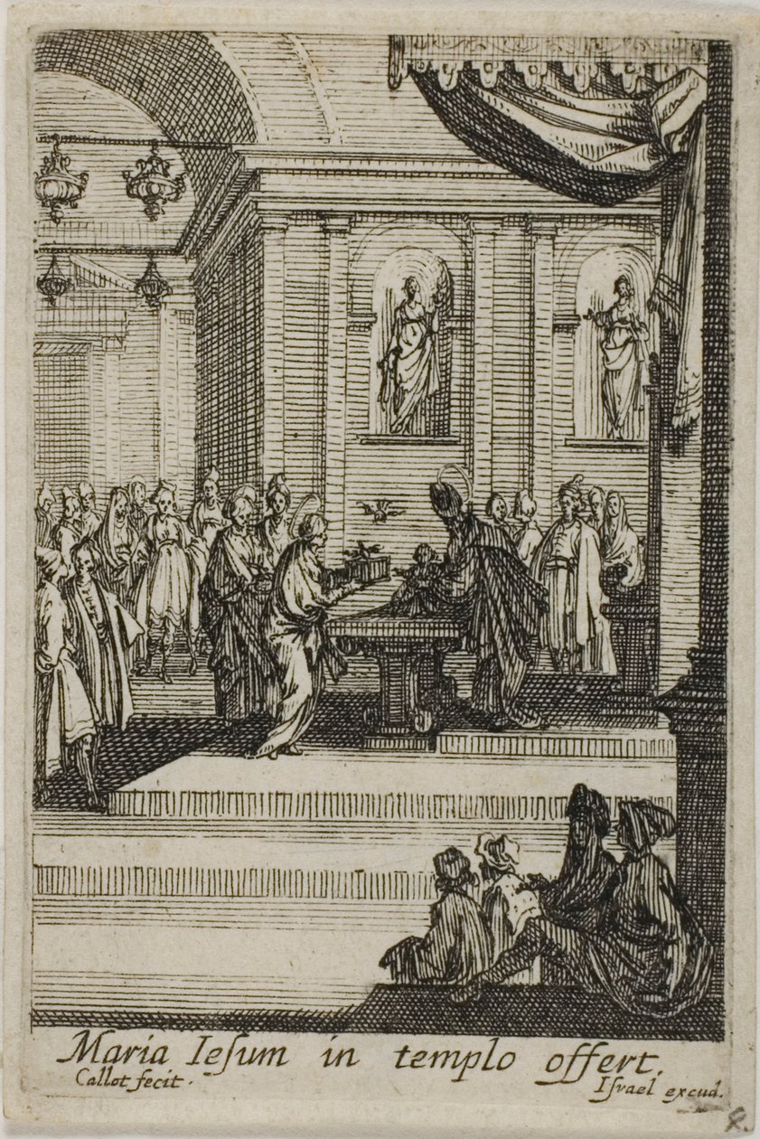 Maryja przedstawiająca Chrystusa w świątyni, z Życia Dziewicy autorstwa Jacques Callot