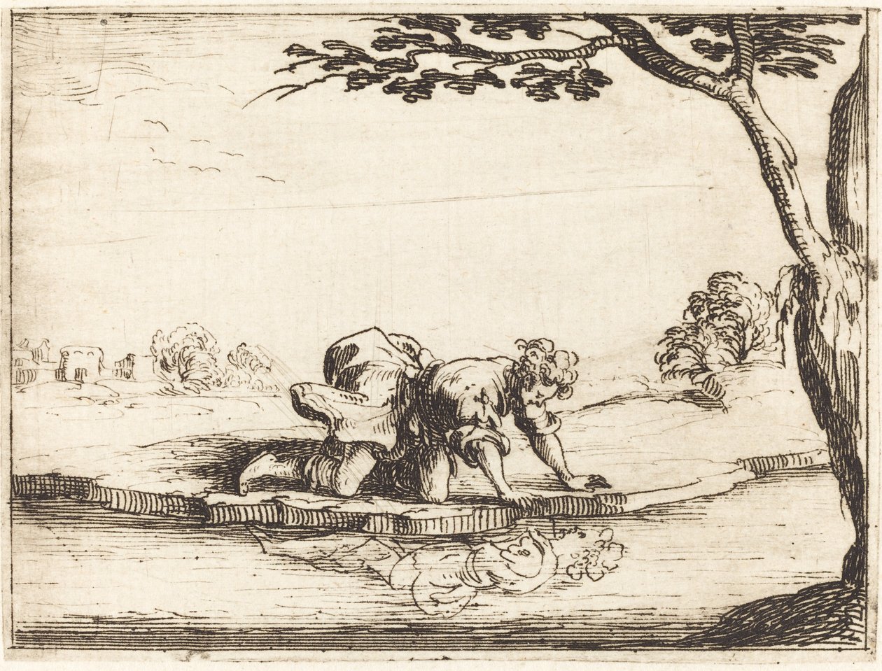 Narcyz patrzący w wodę autorstwa Jacques Callot