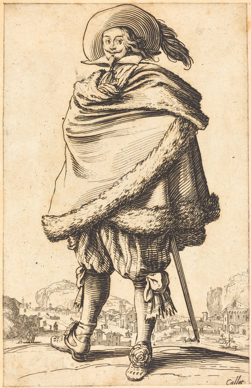 Szlachcic ubrany w płaszcz obszyty futrem autorstwa Jacques Callot
