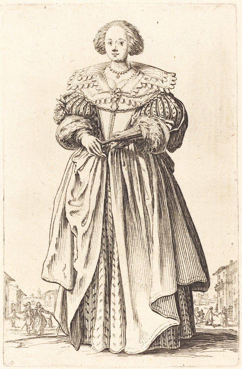 Szlachetna kobieta z wachlarzem autorstwa Jacques Callot