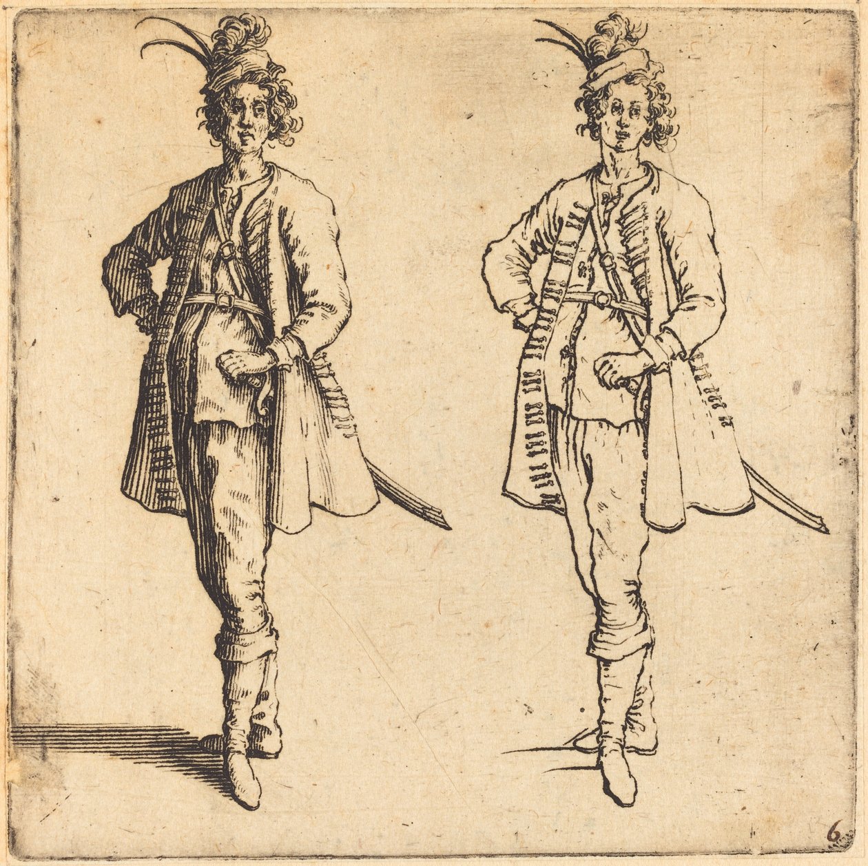 Oficer, widok z przodu autorstwa Jacques Callot