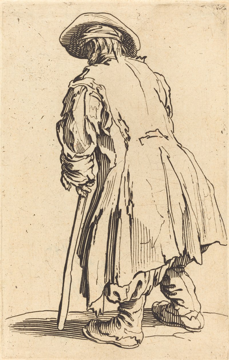 Stary żebrak z jedną kulą, ok.1622 autorstwa Jacques Callot