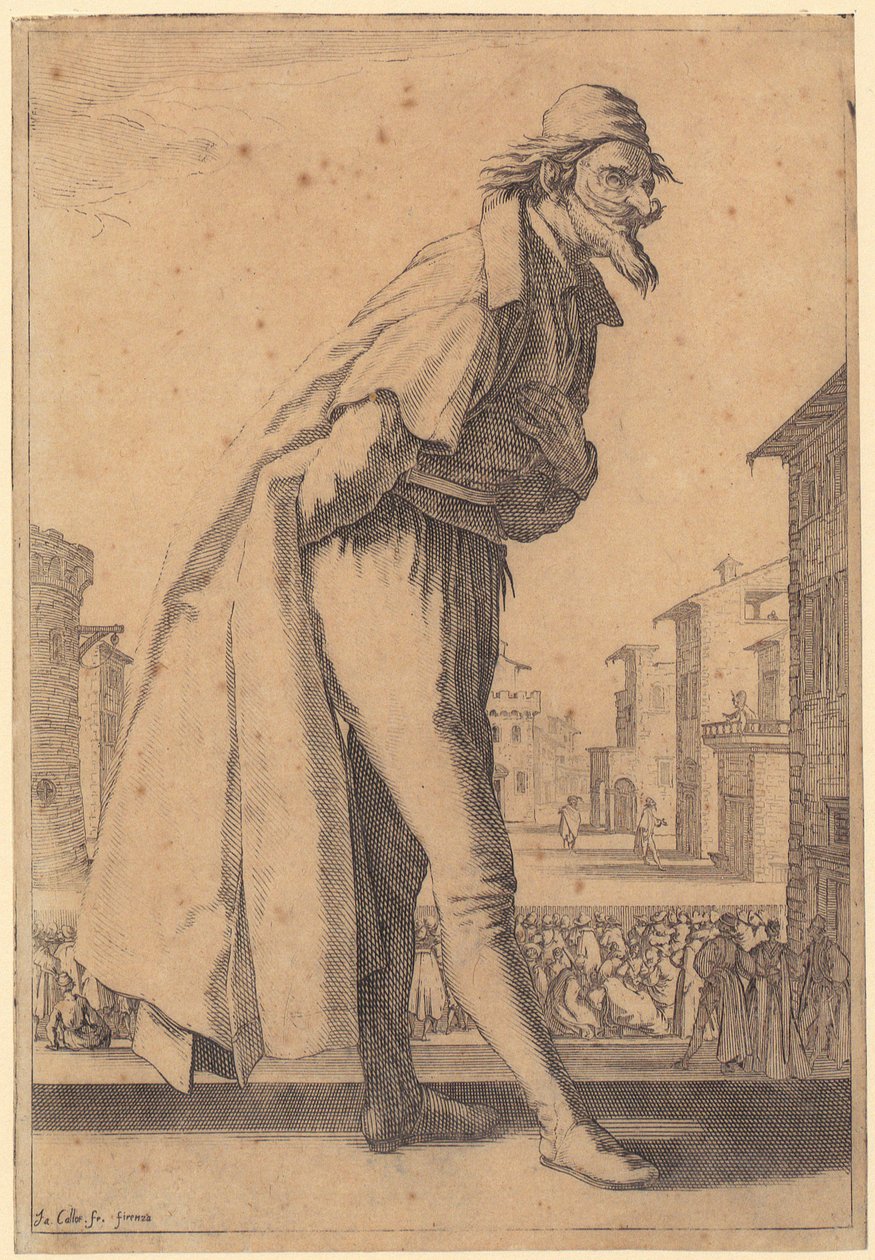 Pantalone, strona 1 z serii „Trzej Pantaloni” autorstwa Jacques Callot