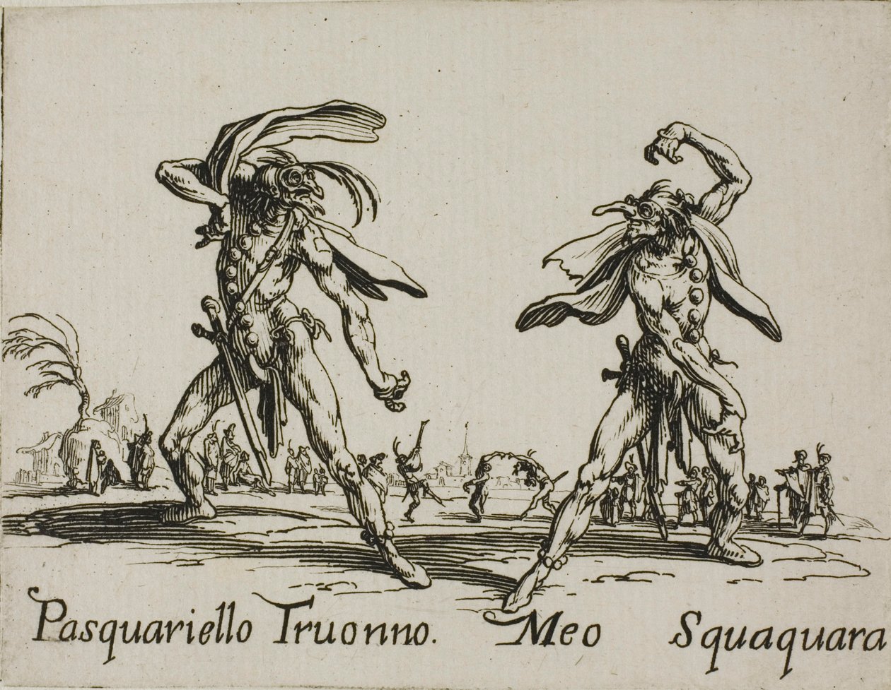 Pasquariello Truonno - Meo Squaquara, płyta 20 z Balli di Sfessania autorstwa Jacques Callot
