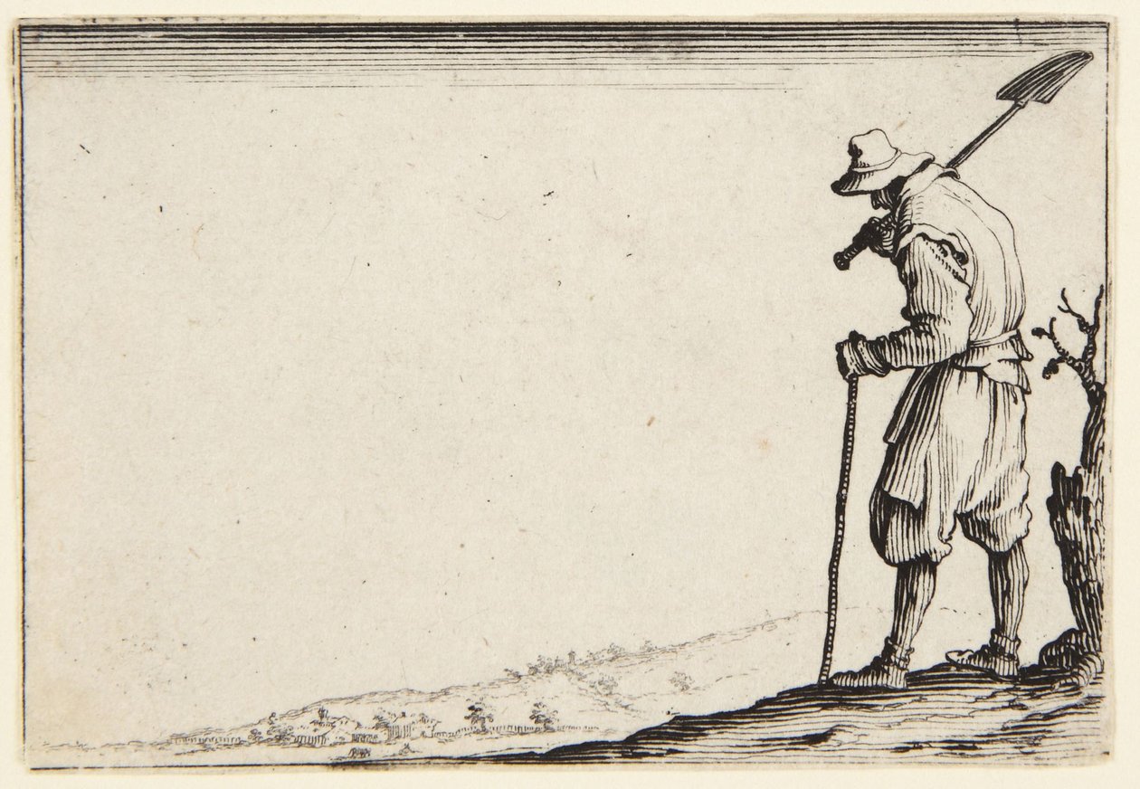 Chłop niosący łopatę na ramieniu autorstwa Jacques Callot