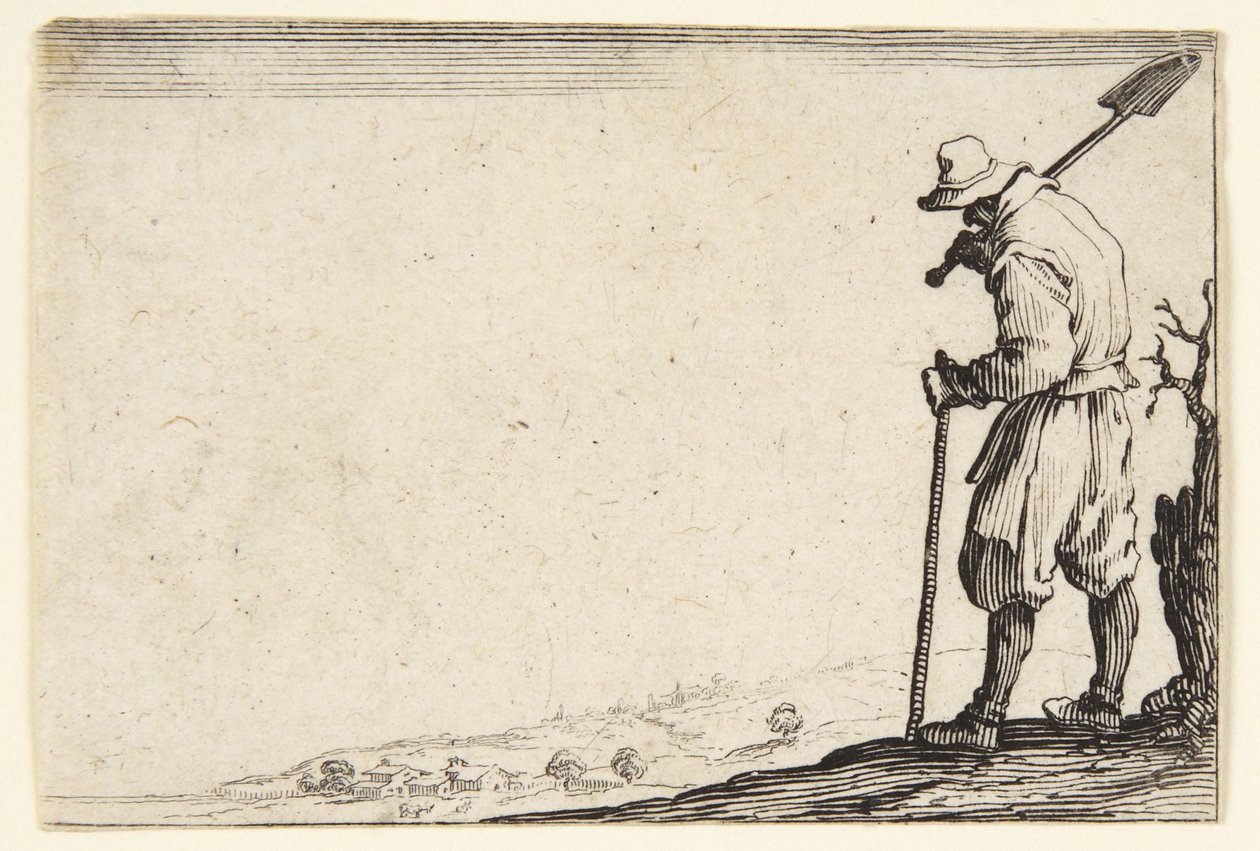 Chłop niosący łopatę na ramieniu autorstwa Jacques Callot