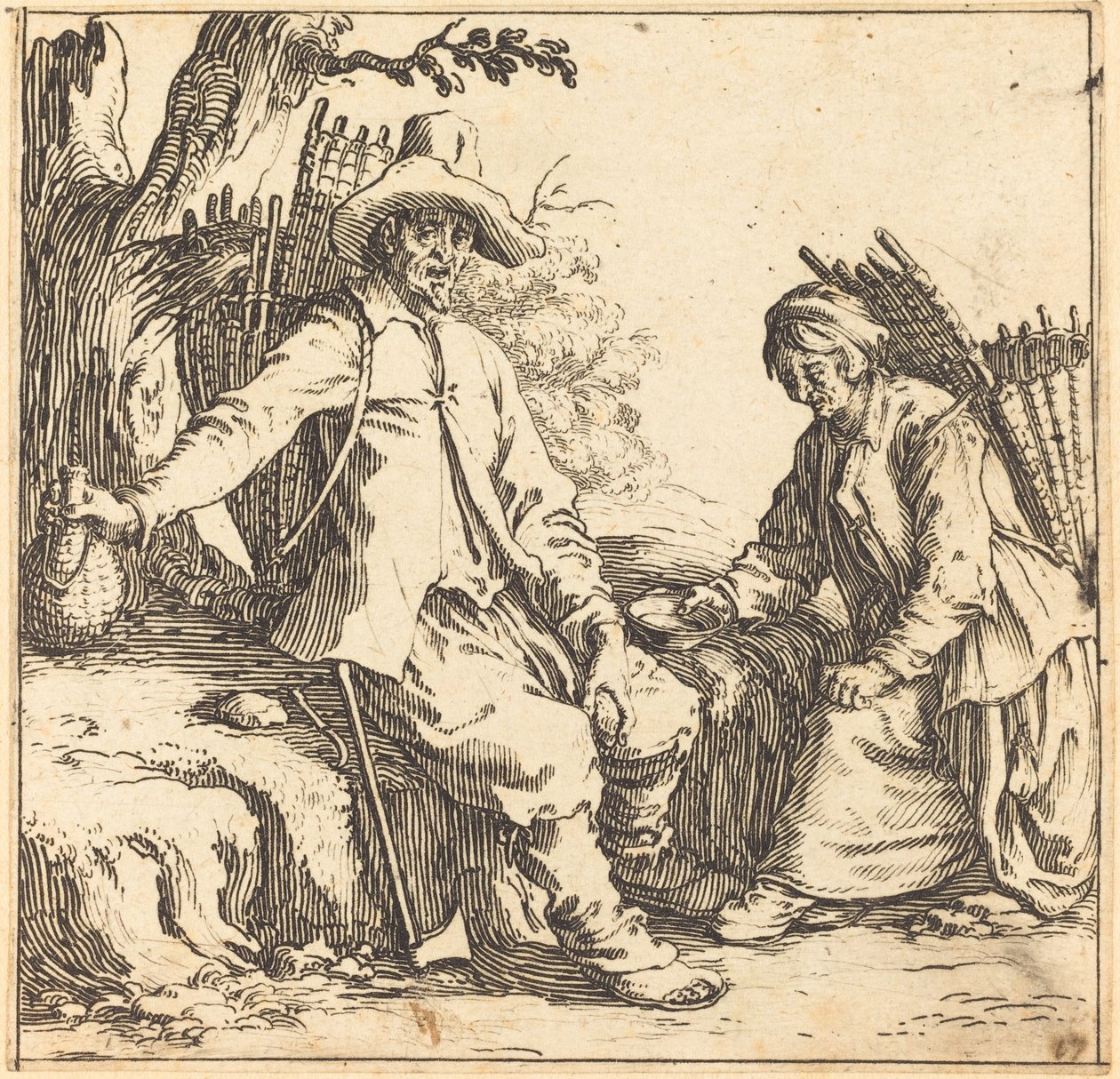 Odpoczywająca para chłopska, ok. 1930 r. 1621. autorstwa Jacques Callot