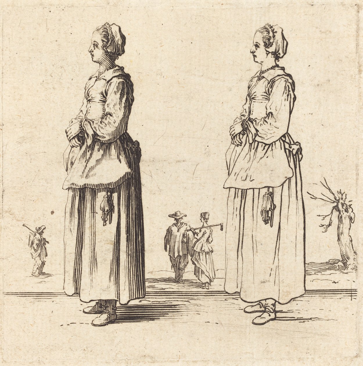 Chłopka, z profilu, zwrócona w lewo autorstwa Jacques Callot