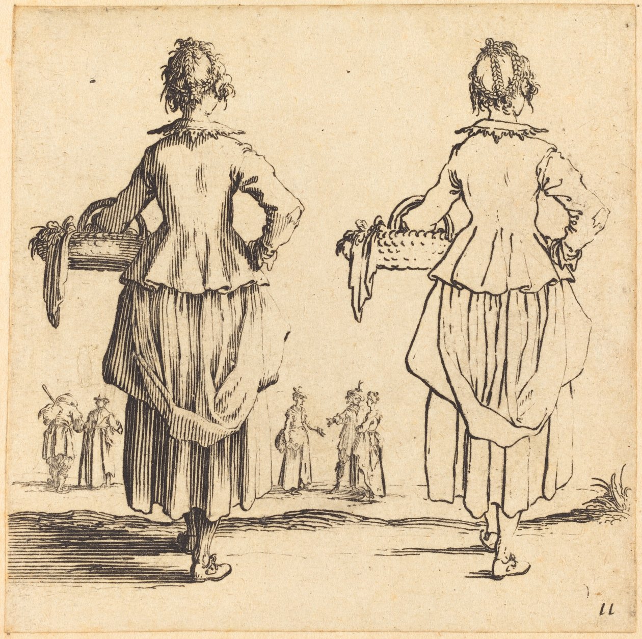 Wieśniaczka z koszem, widziana z tyłu autorstwa Jacques Callot