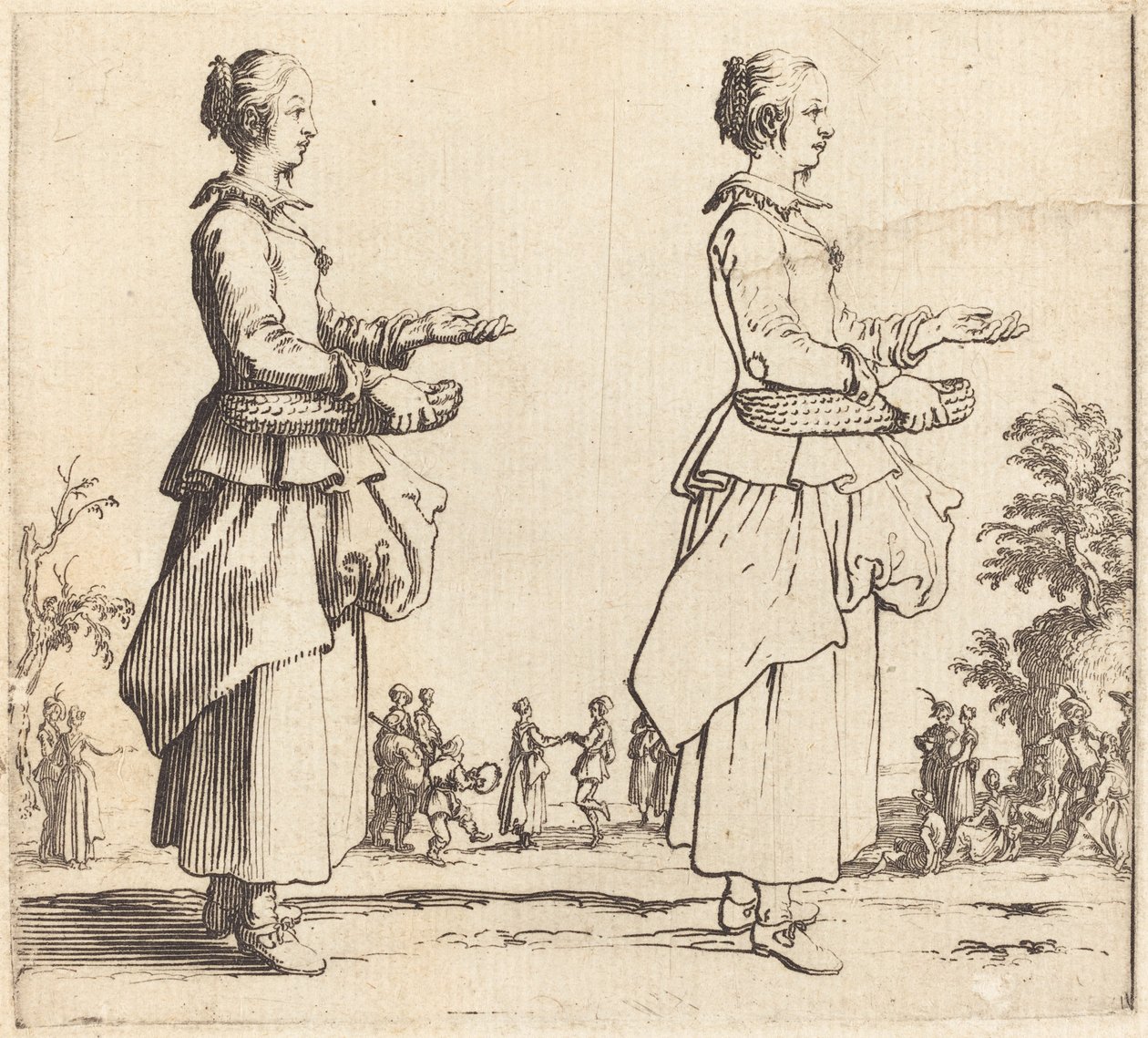 Wieśniaczka z koszem, z profilu, zwrócona w prawo autorstwa Jacques Callot