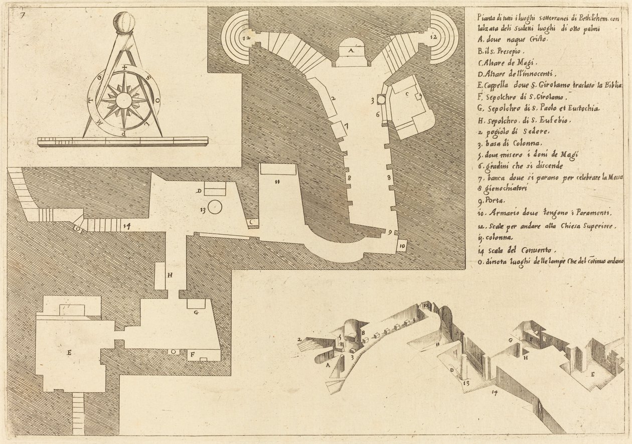 Plan wszystkich ważnych miejsc w Betlejem autorstwa Jacques Callot