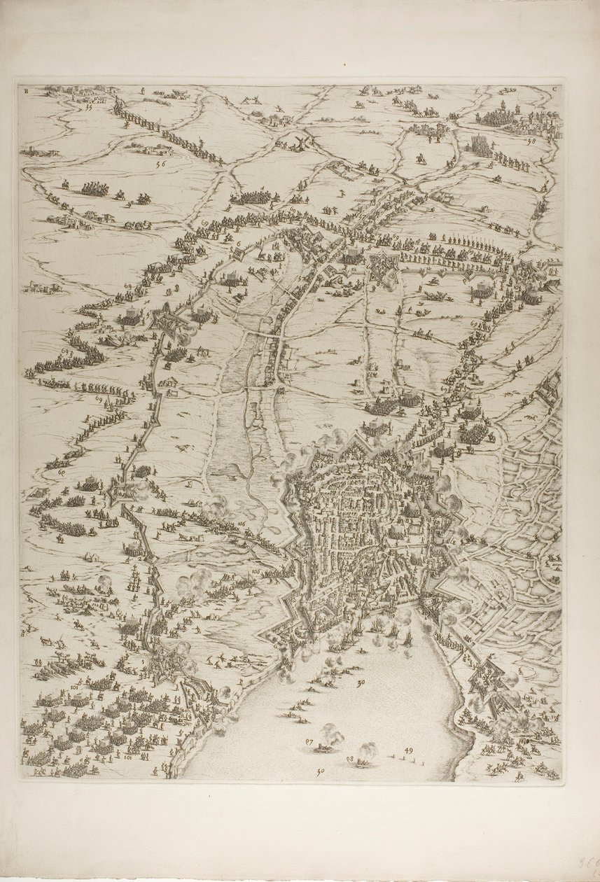Płyta druga z Oblężenia La Rochelle autorstwa Jacques Callot