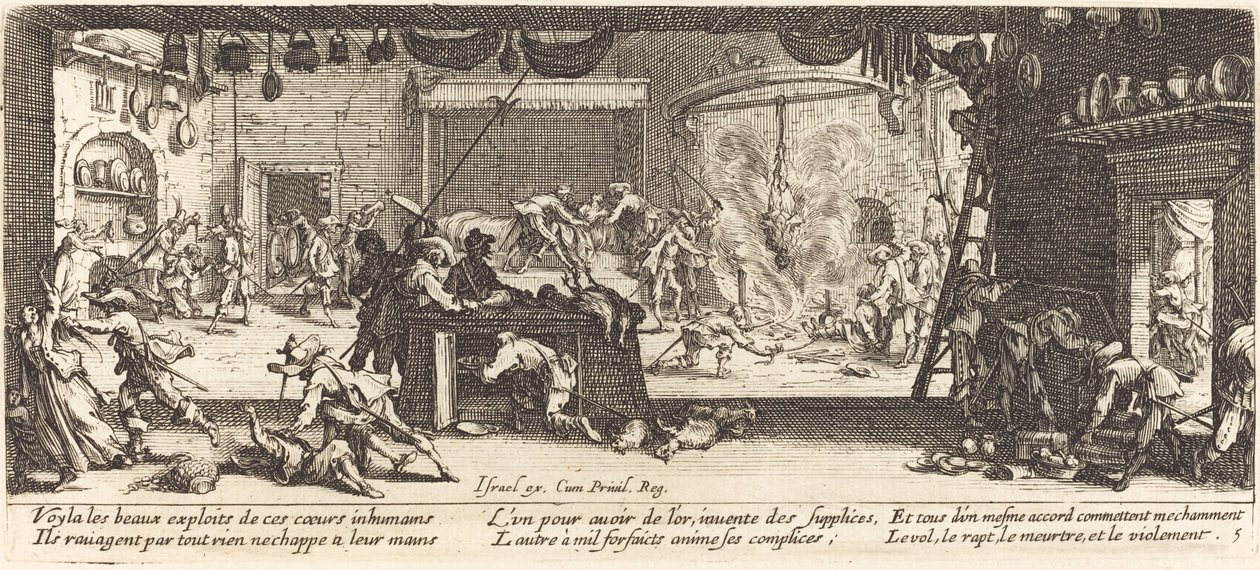 Plądrowanie dużej farmy autorstwa Jacques Callot