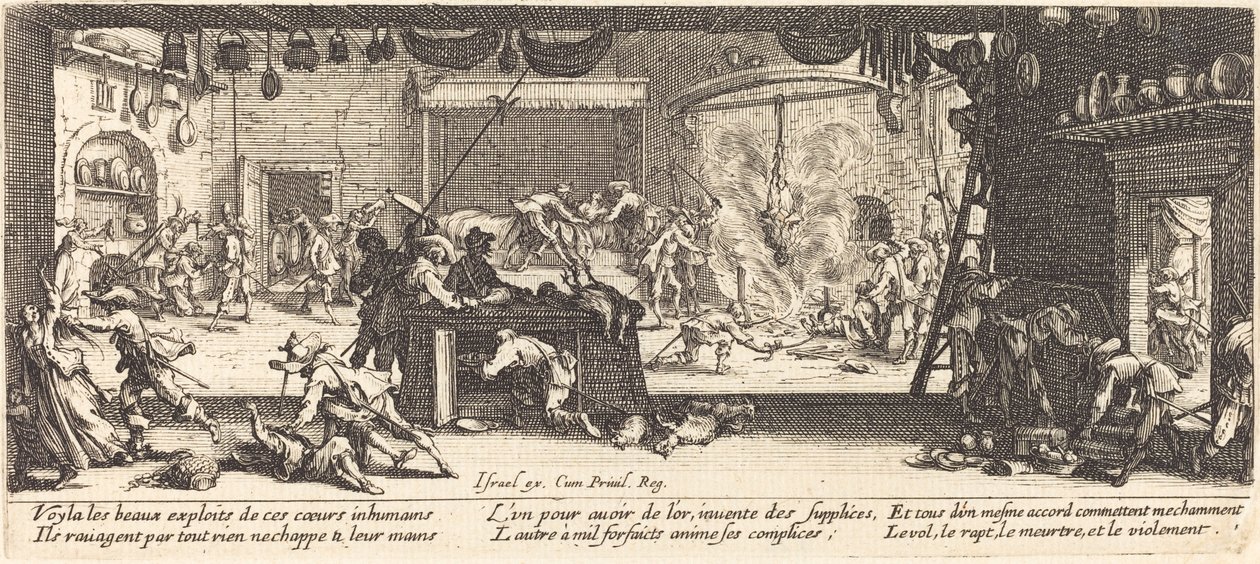 Plądrowanie dużej farmy autorstwa Jacques Callot