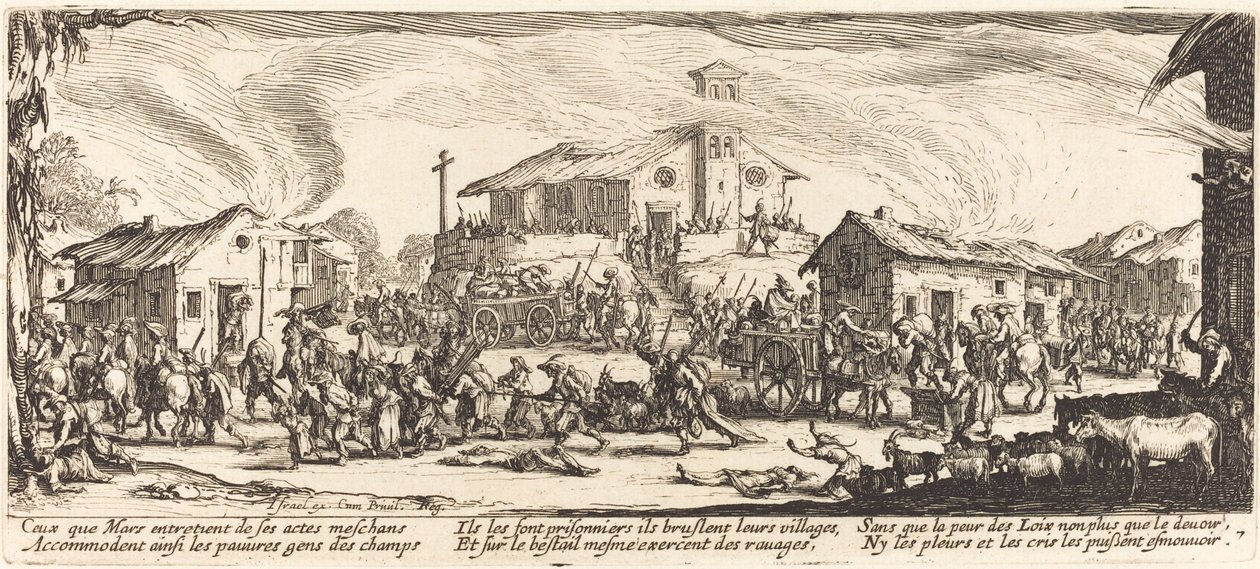 Plądrowanie i spalenie wsi, ok. 1930 r. 1633. autorstwa Jacques Callot