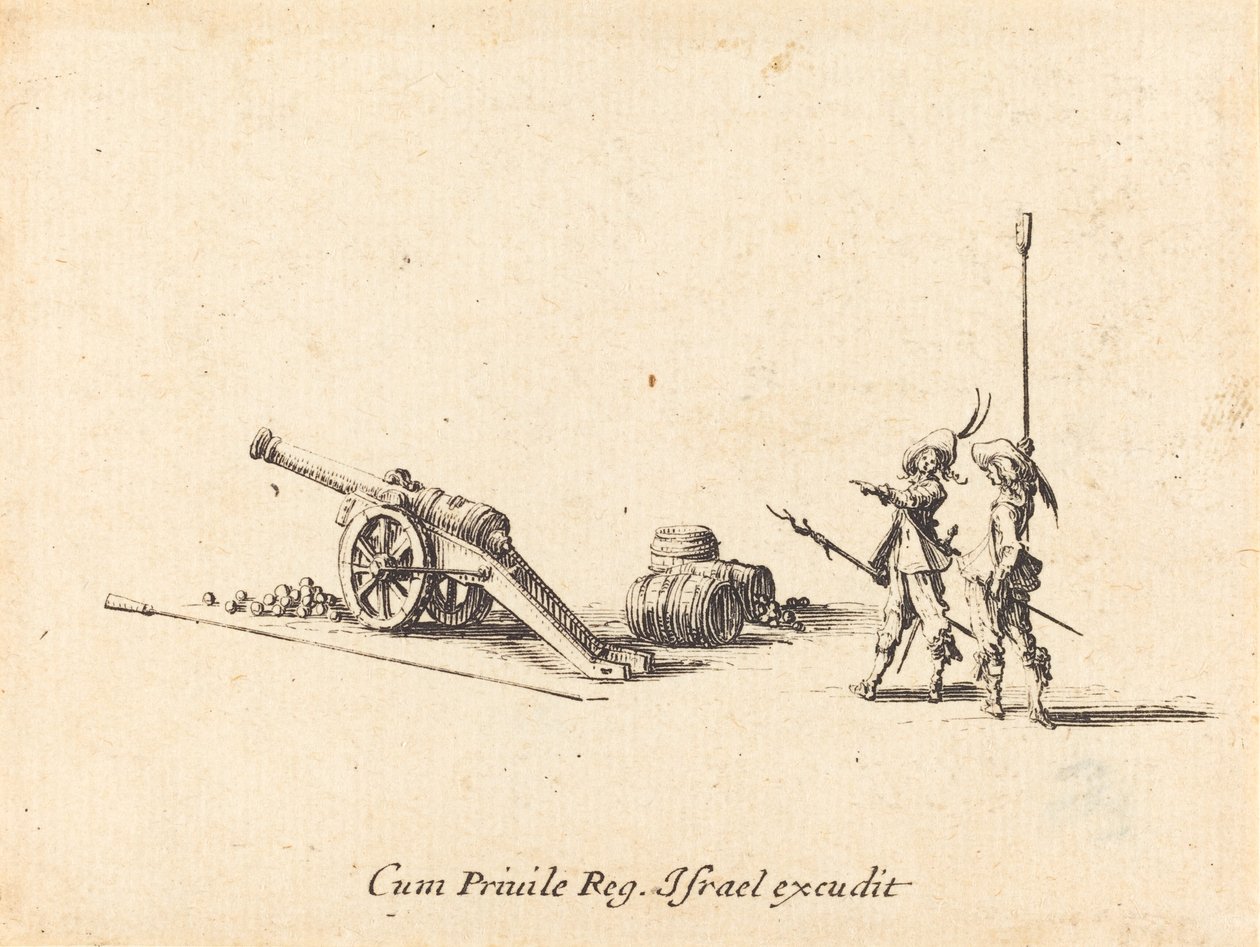 Przygotowanie do strzału z armaty, 16341635. autorstwa Jacques Callot