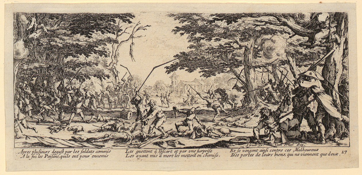 Zemsta chłopów, strona 17 serii „Szarości wojny” autorstwa Jacques Callot