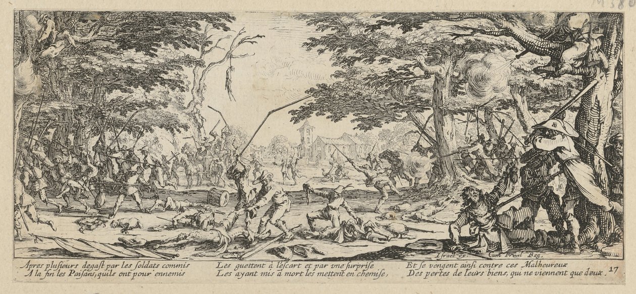 Zemsta chłopów, strona 17 serii „Okropności wojny” autorstwa Jacques Callot
