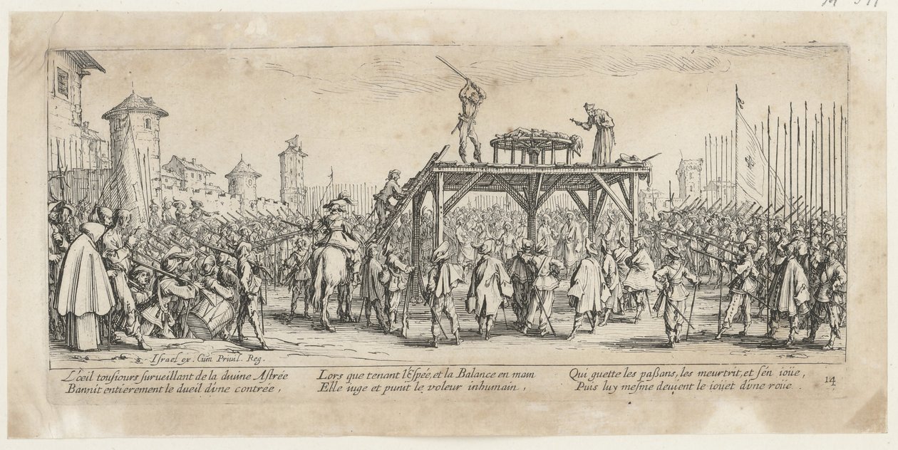 „Rad”, arkusz 14 z serii „Okropności wojny” autorstwa Jacques Callot