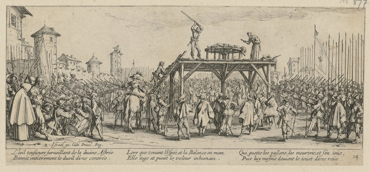 „Rad”, arkusz 14 z serii „Okropności wojny” autorstwa Jacques Callot