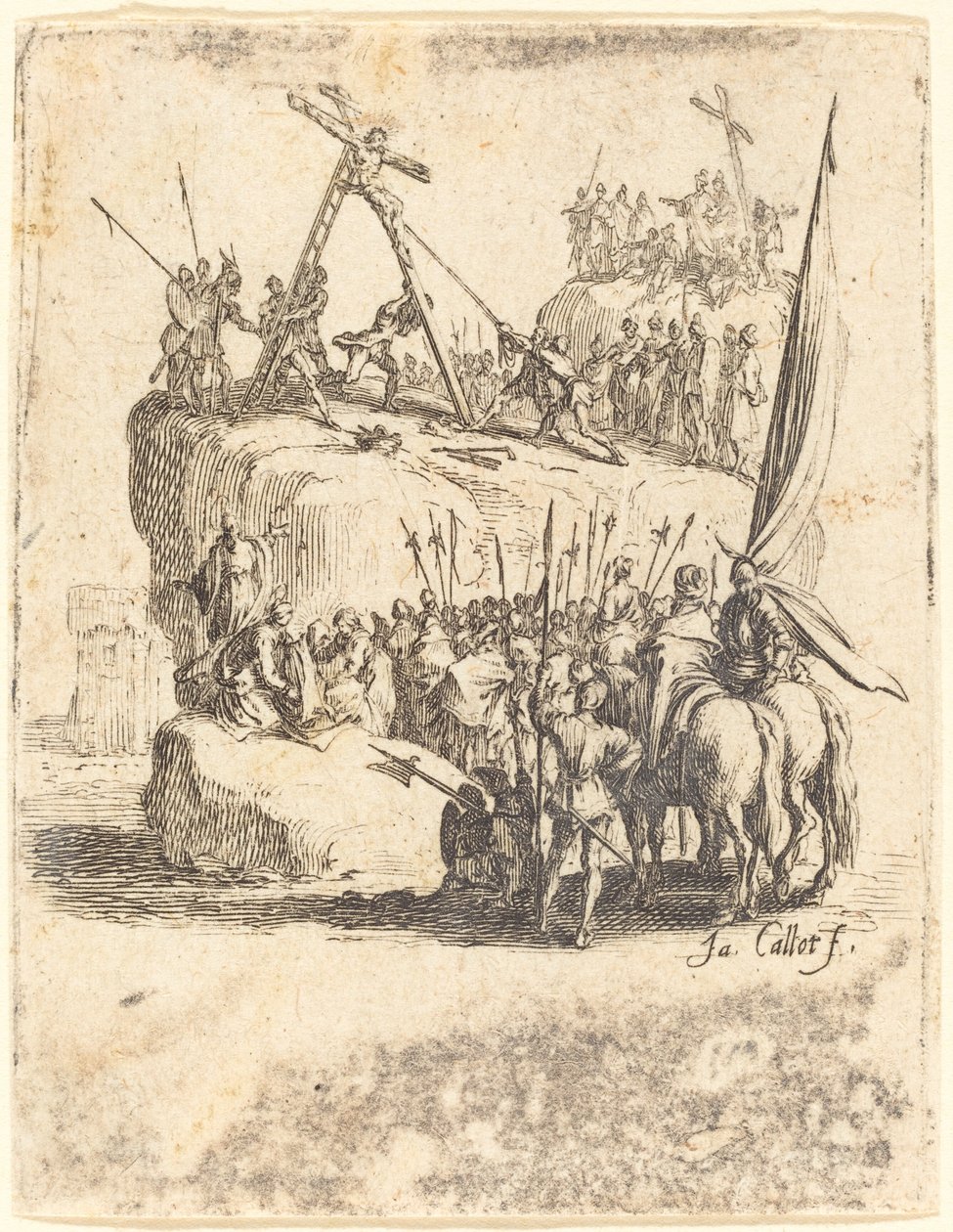 Podwyższenie Krzyża, ok. godz. 16241625. autorstwa Jacques Callot