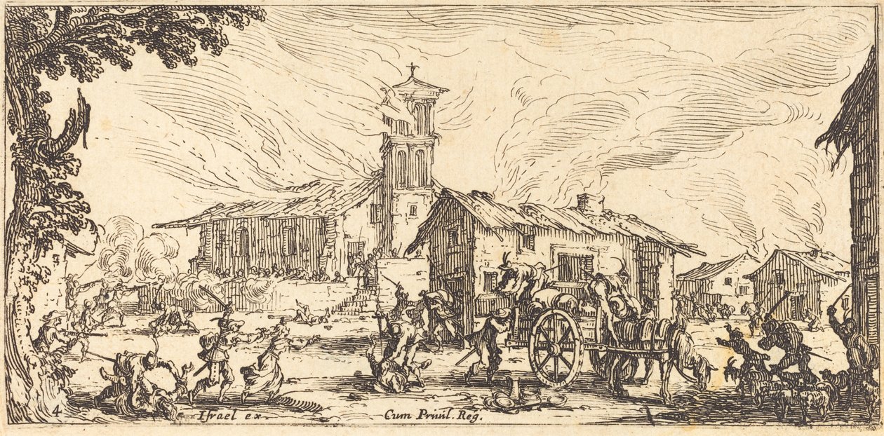 Pustoszenie i palenie wioski, ok. 201 1633. autorstwa Jacques Callot